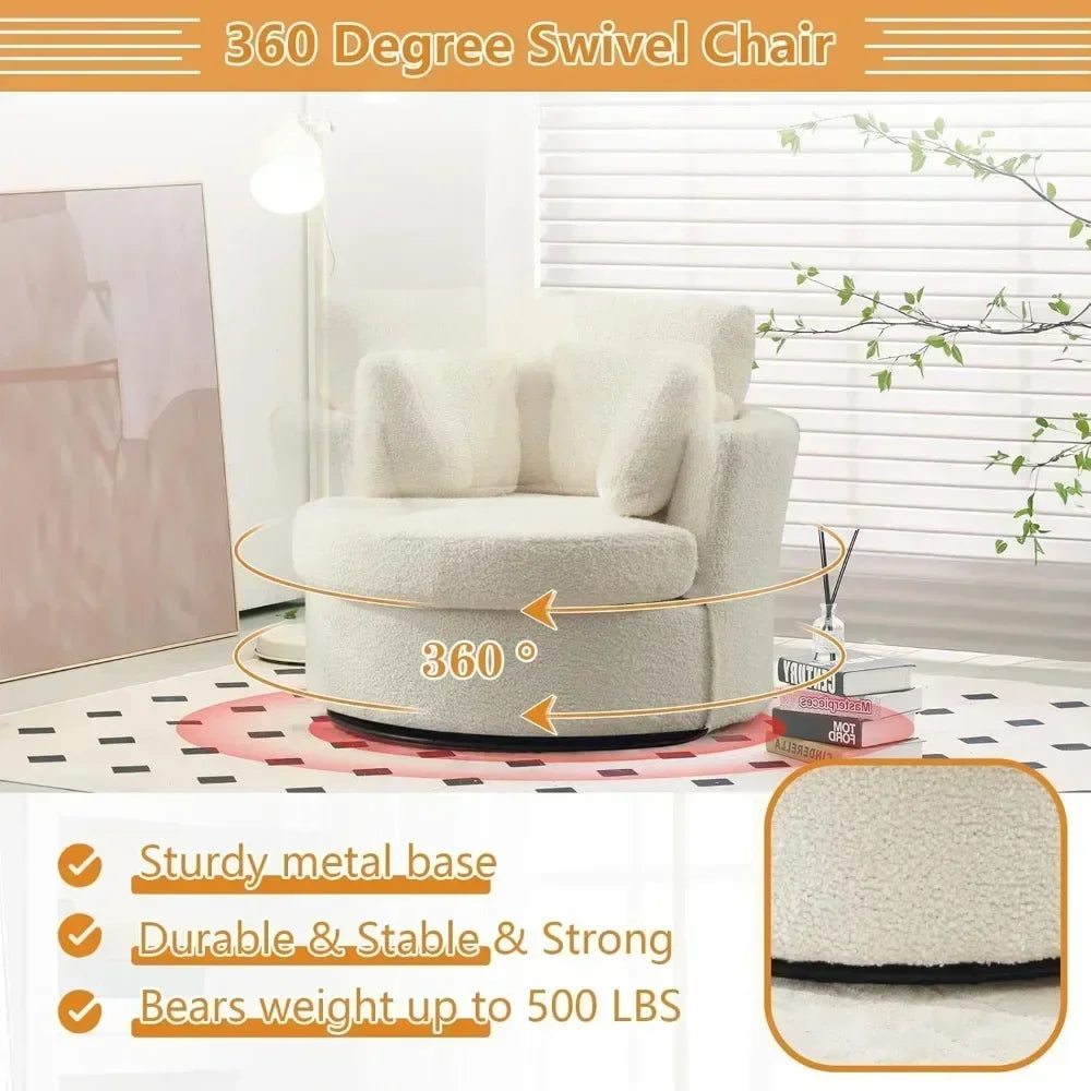 Swivel Barrel Chair for Living Room,  Oversized  Accent Chair, Modern Arm Chair,Comfy Single Sofa Chair for Nursery,Bedroom