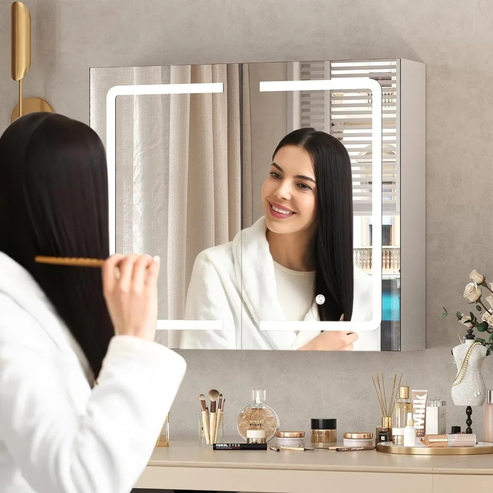 Bathroom Medicine Cabinet with Mirrors w/Led Lights