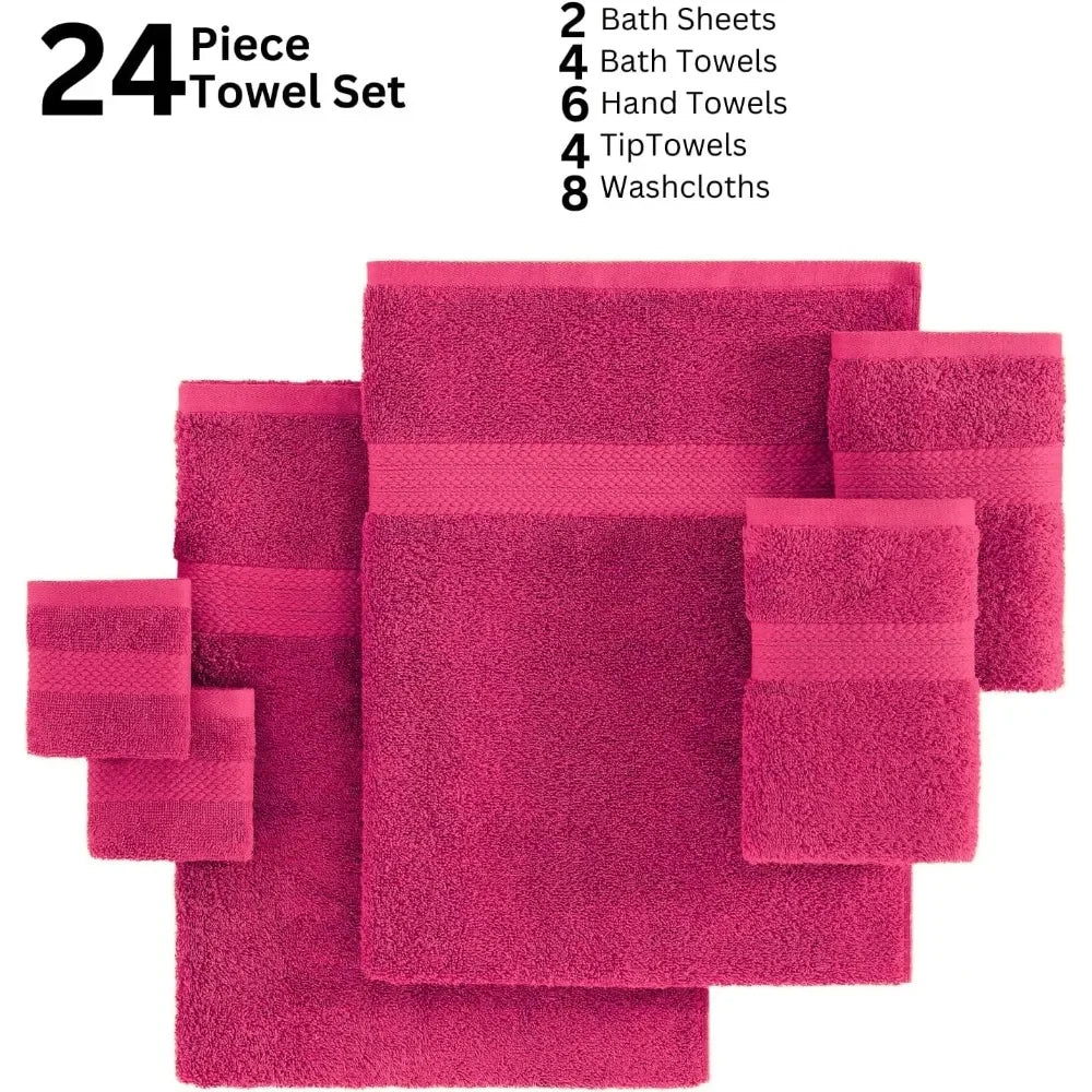 Cotton Bath Towel Sets 24 piece Sets