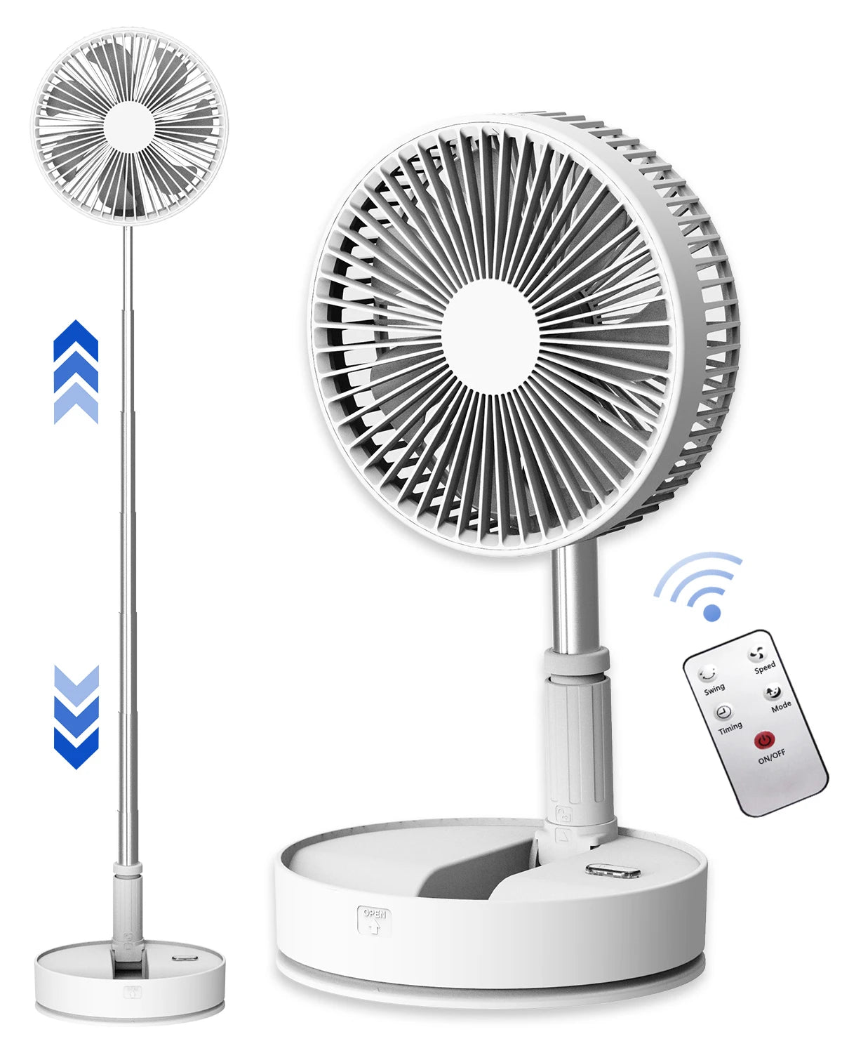 Portable Oscillating Fan Foldaway with Remote Control
