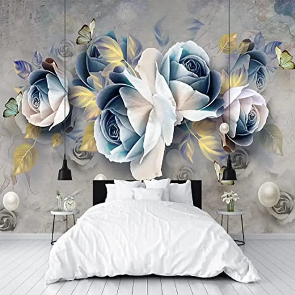 3D Embossed Hand Painted Watercolor Floral Wallpaper