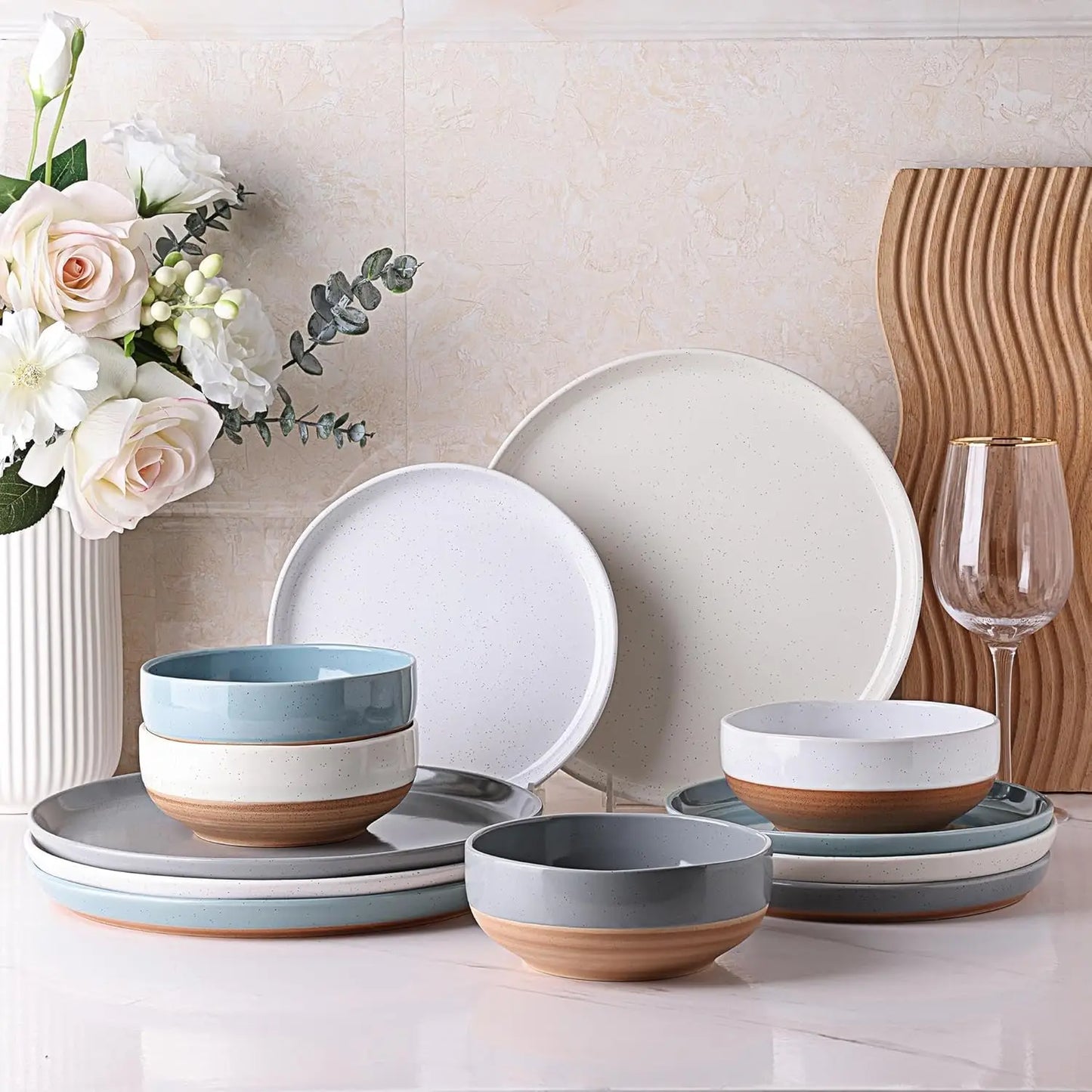 Ceramic Hand-painted Scratch Resistant Dinnerware Sets for 4