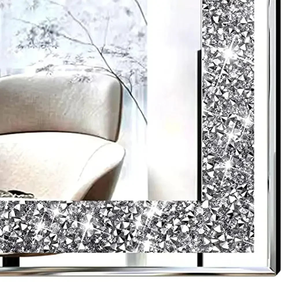 Silver Crush Crystal Diamond Decor Wall Mirrors