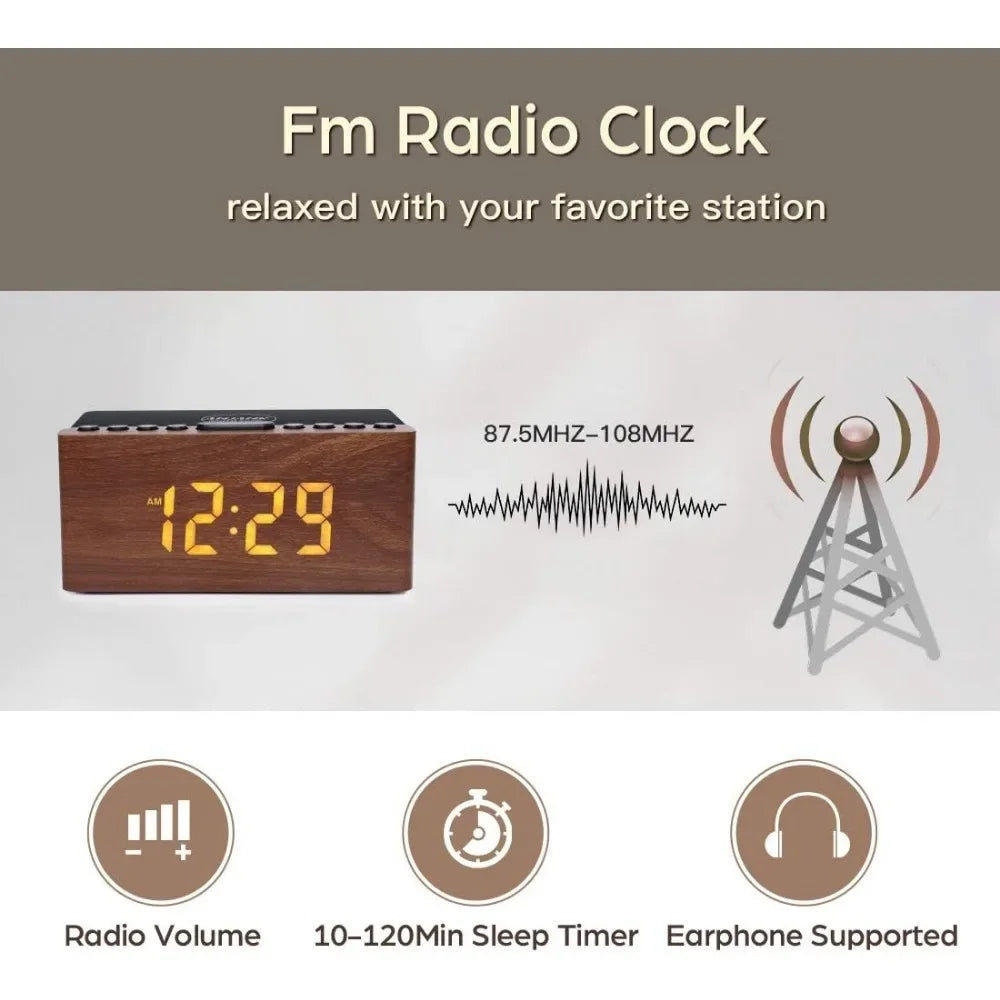 Digital LED Alarm Clock FM Radio for Bedroom