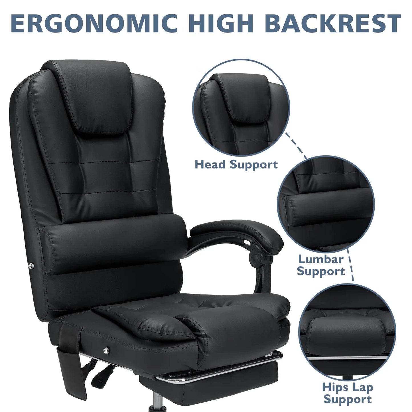 Executive Leather Massage Office Chair Massage w/Footrest