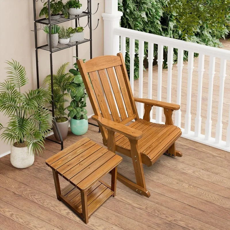 Wooden Rocking Chair with Comfortable Backrest Inclination