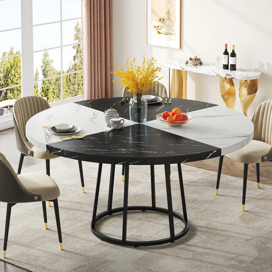 Large Dinner Table with Circle Metal Base