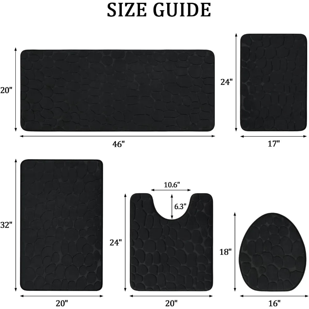 5-Piece Cobblestone Memory Foam Bathroom Mats