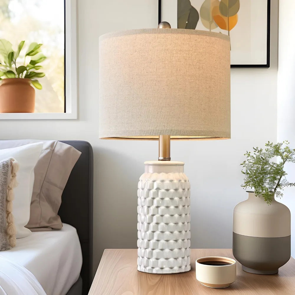 Modern Ceramic Bedside Lamp for Bedroom/Living Room Decor