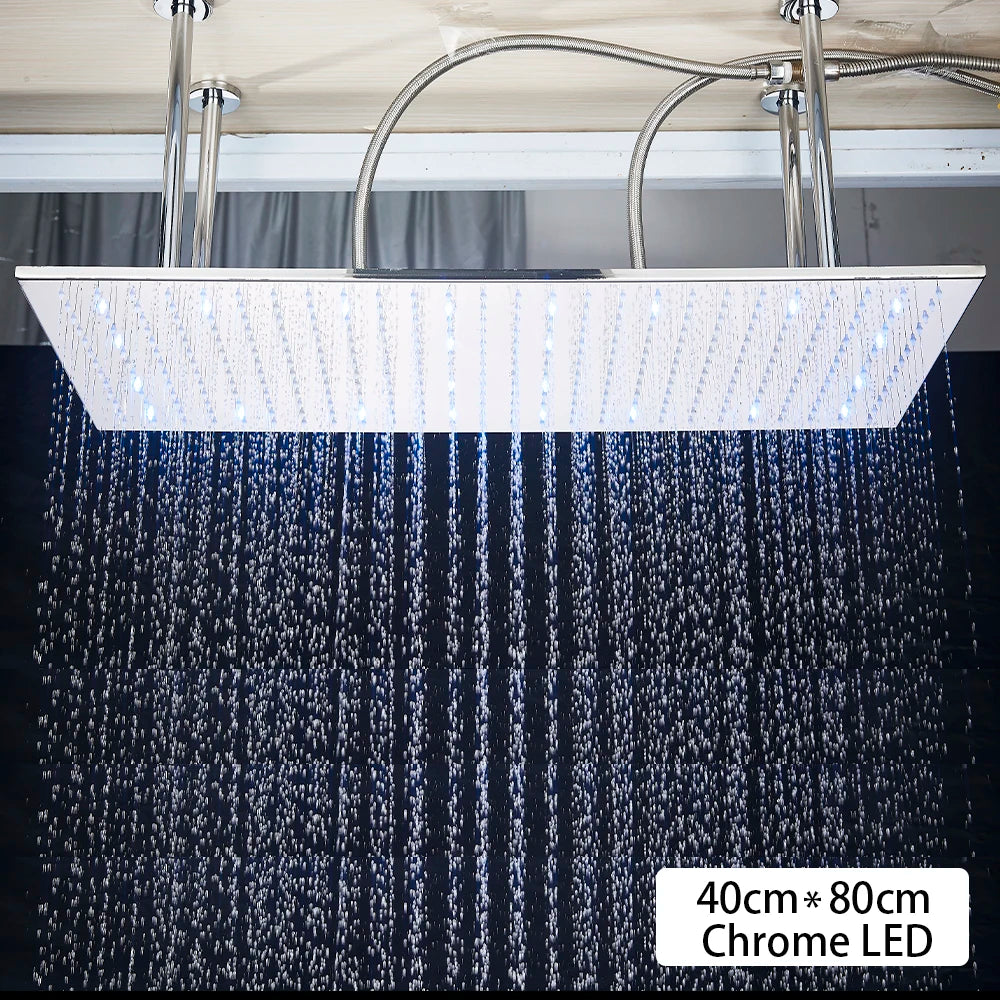 Black Ceiling Intelligent Remote Control LED Shower Head