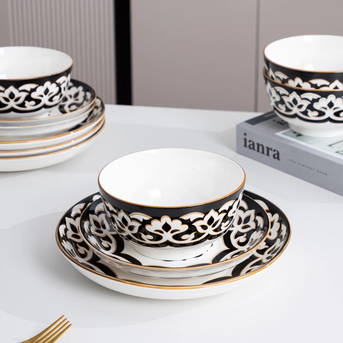 Dinnerware w/Handmade Reactive Glaze Dishes Set