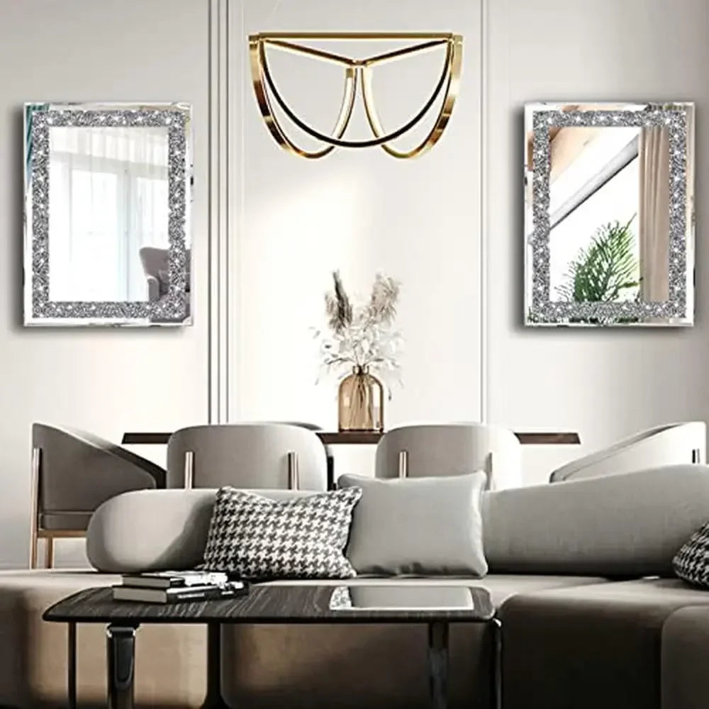 Silver Crush Crystal Diamond Decor Wall Mirrors