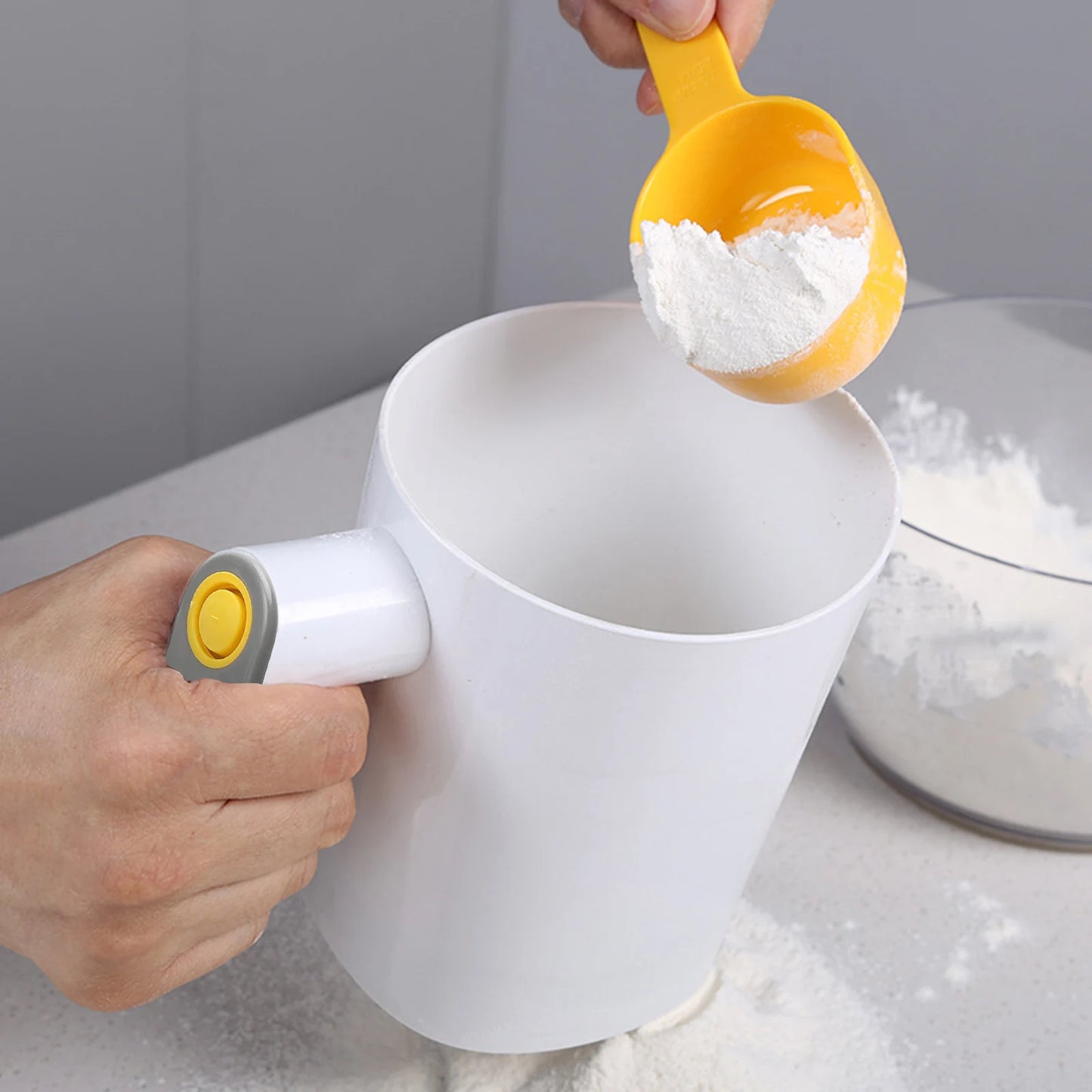 Electric Stainless Steel Flour Screen Cup-Shaped Sifter