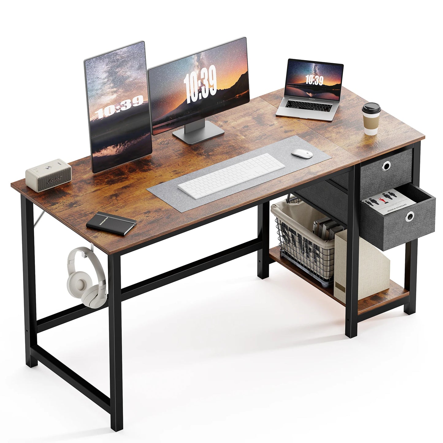 Computer Office Desk W/2-Tier Drawers