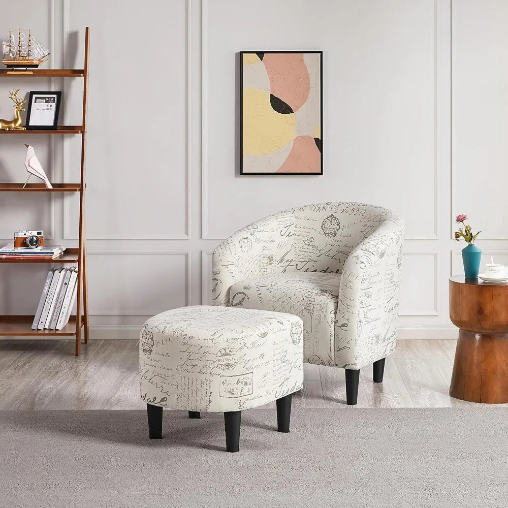 Fabric Accent Armchair w/Footstool for Living Room