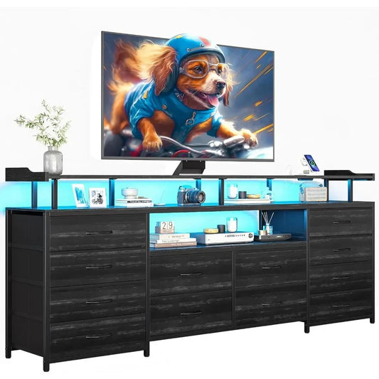 LED TV Stand Dresser with Power Outlets for 65 TV