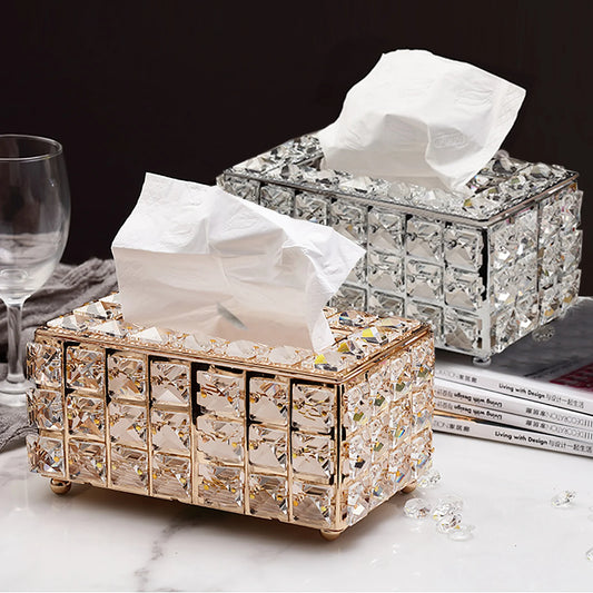 Square Crystal Cube Tissue Box Bedroom/Office