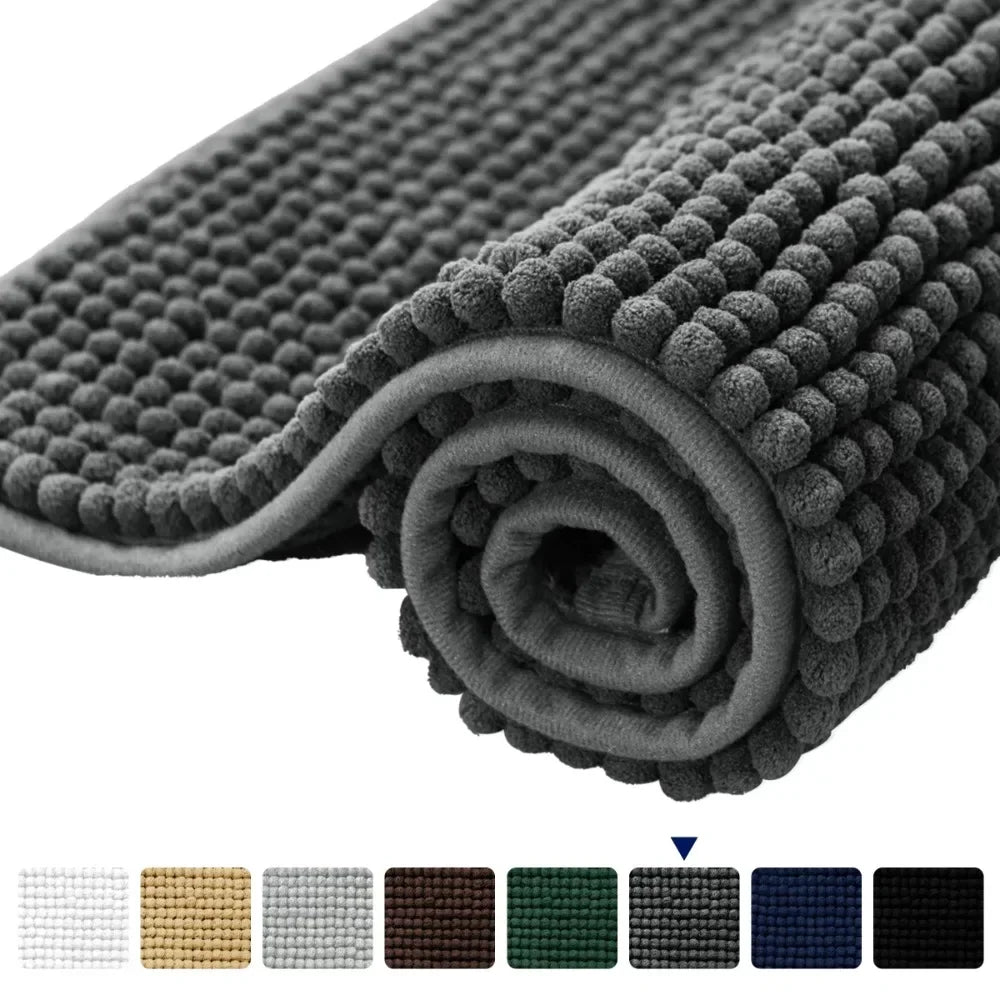 Chenille Bathroom Rugs Soft/Non-Slip Absorbing Shower Mats