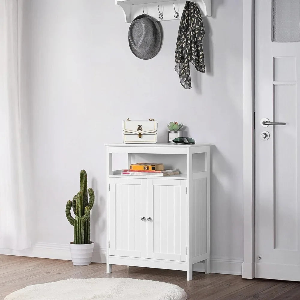 Bathroom Floor Storage Cabinet w/2 Doors/Adjustable Shelf