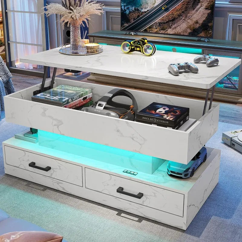 Coffee Tables with Storage/LED Light for Living Room