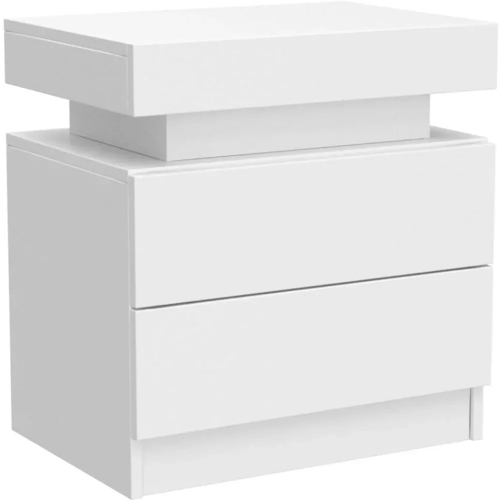 Nightstand Set of 2 LED and 2 Drawers