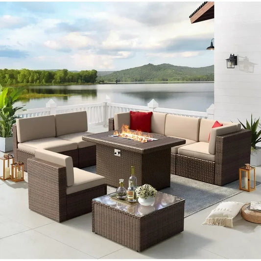 Outdoor Patio Sectional Sofa Wicker Furniture Set