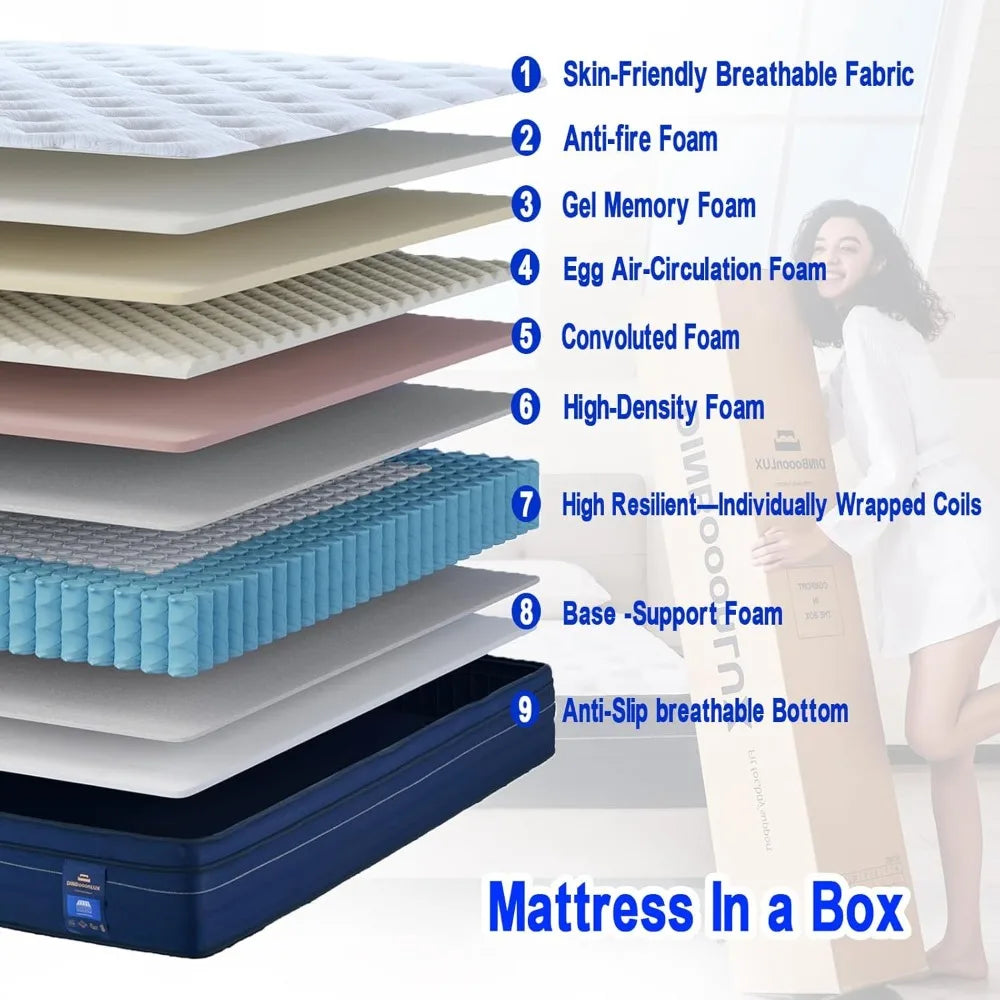 Queen/King w/Gel Memory Foam Hybrid Mattress