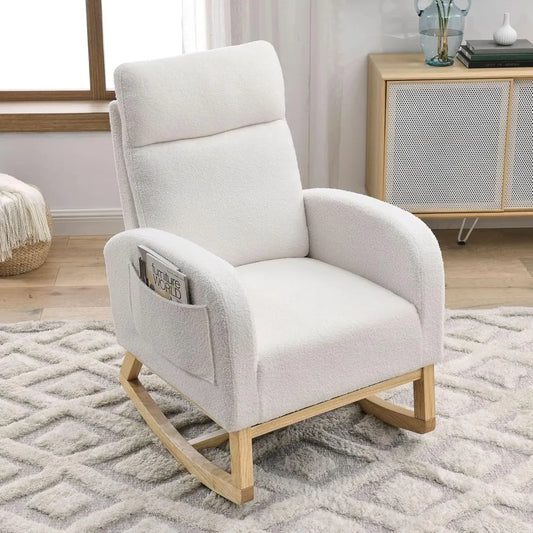 Nursery Rocking Chair with Solid Wood Legs