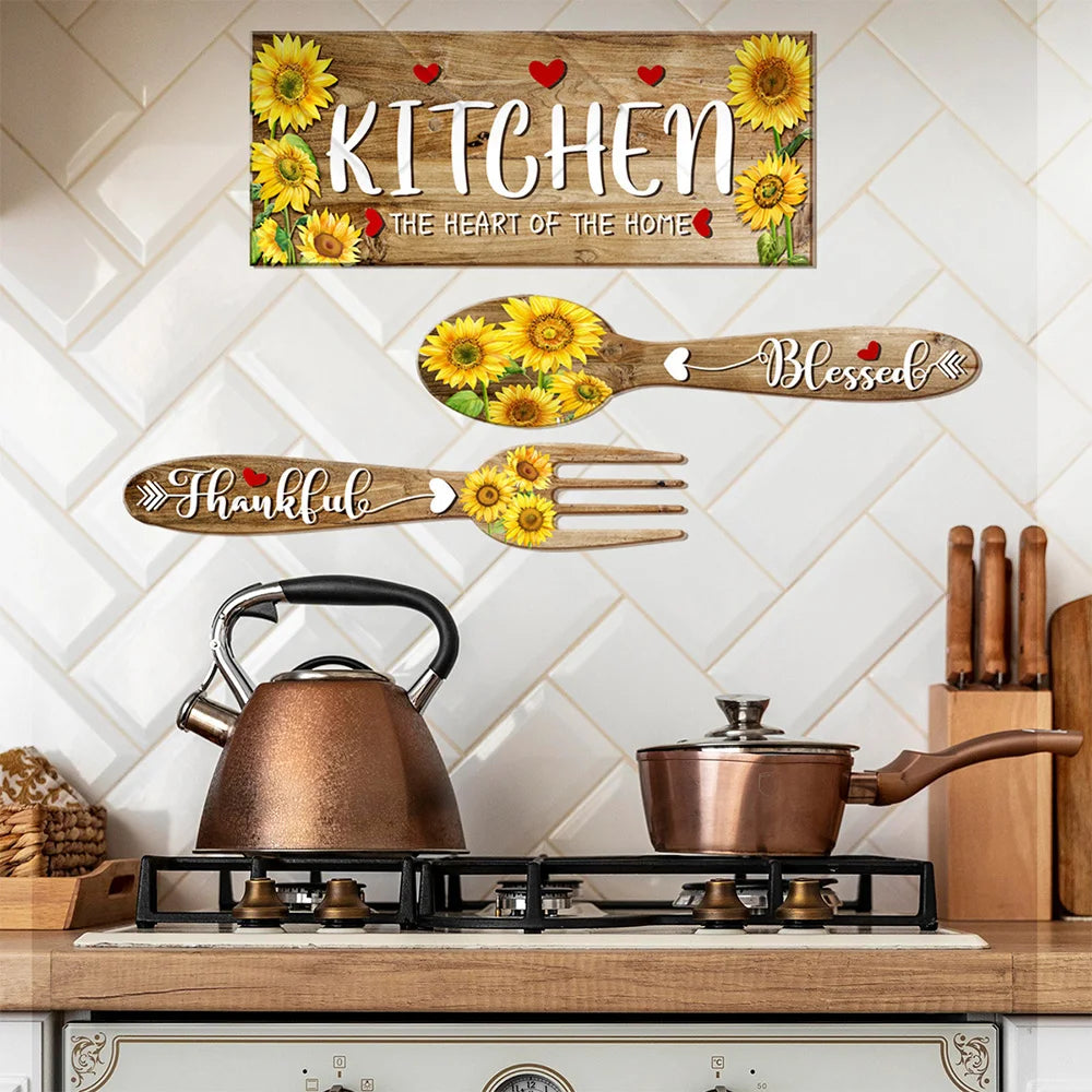 Sunflower Theme Kitchen Wallpaper Self-Adhesive Wall Decor