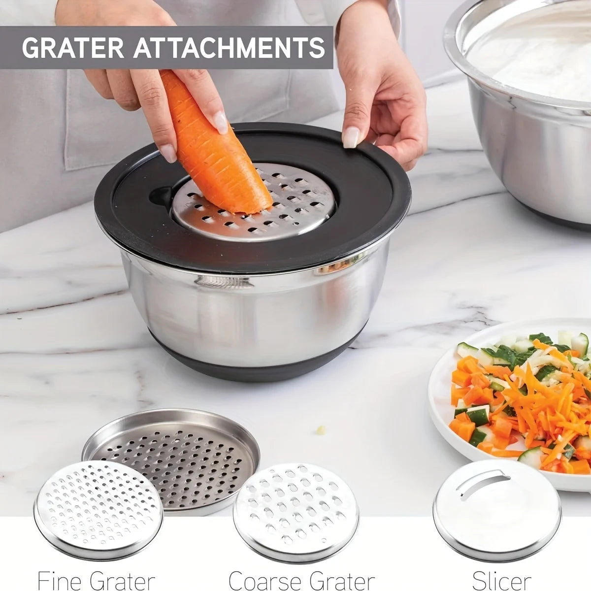 8pcs Mixing Bowls with Airtight Lids Stainless Steel Mixing Bowl Set