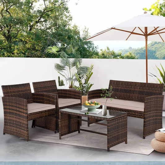 4-Piece Outdoor Wicker Furniture Set