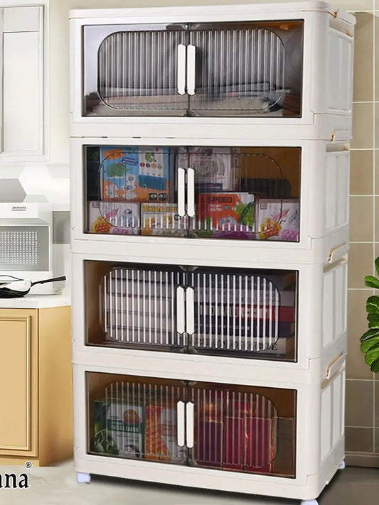 Magnetic Door Plastic Storage Cabinet Bins w/Lids