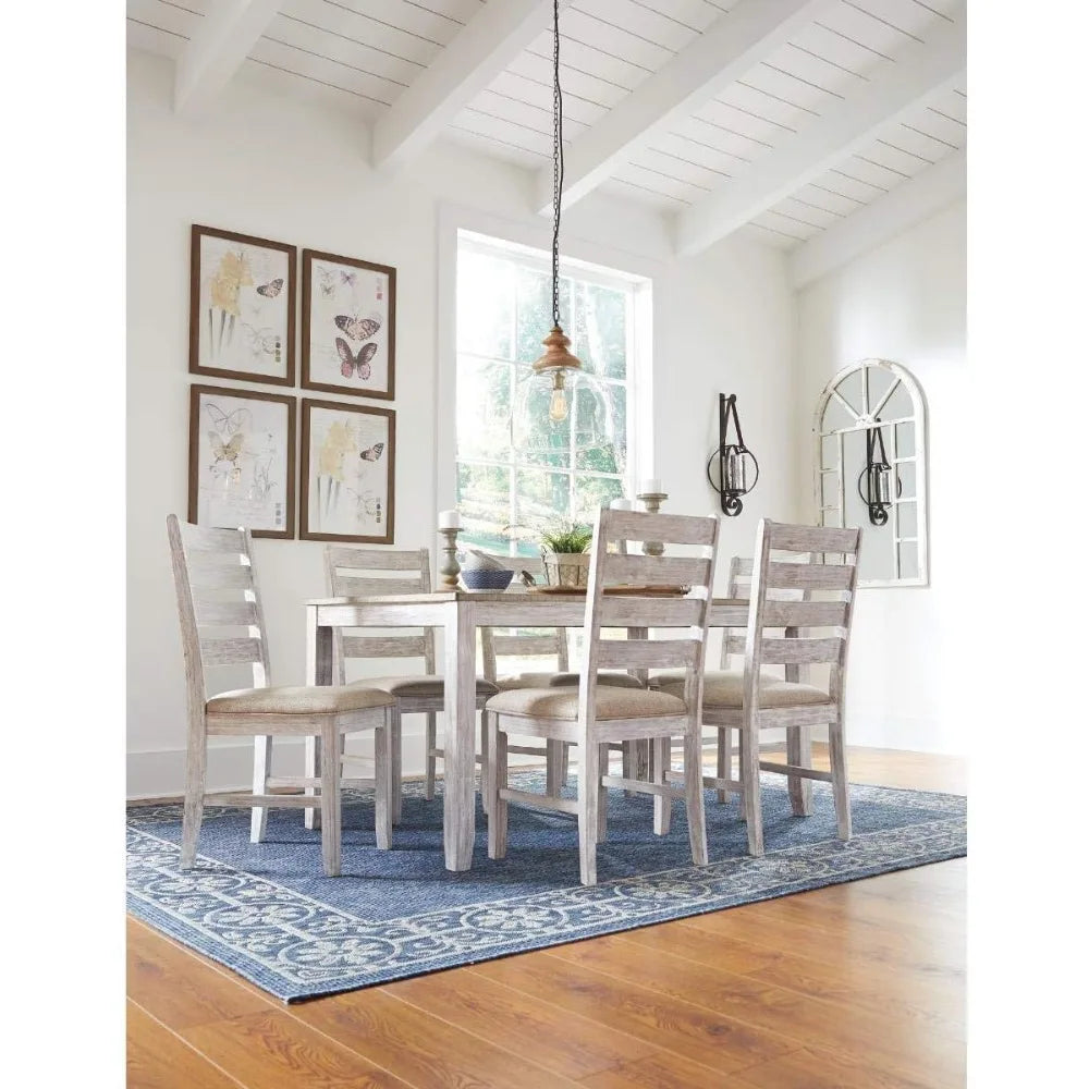 Dining Room Table Set with 6 Upholstered Chairs