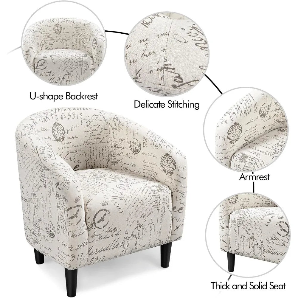 Fabric Accent Armchair w/Footstool for Living Room