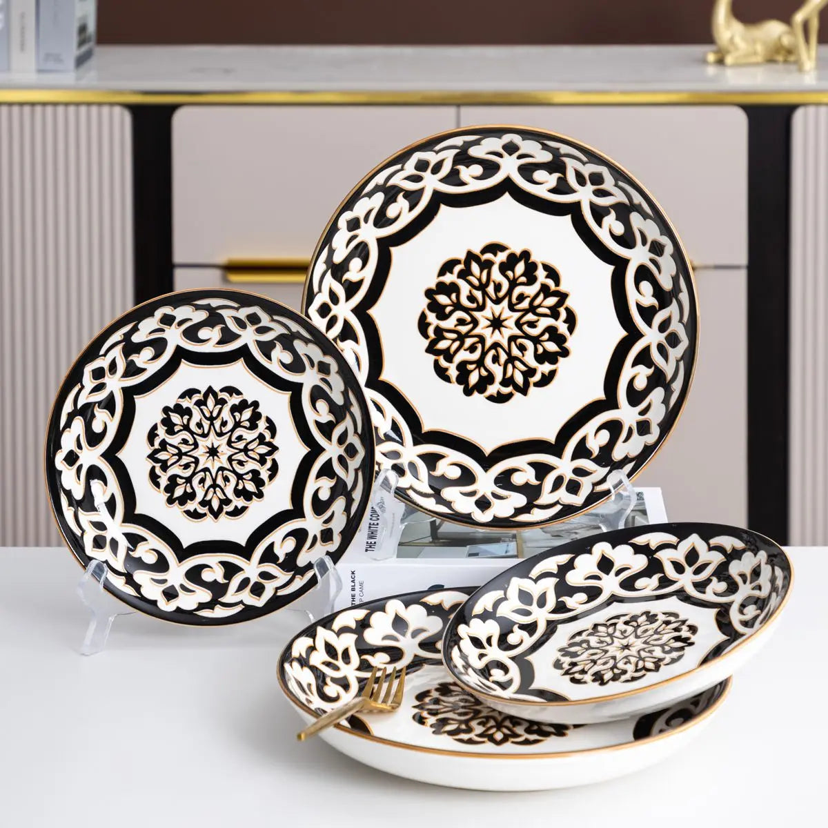 Dinnerware w/Handmade Reactive Glaze Dishes Set