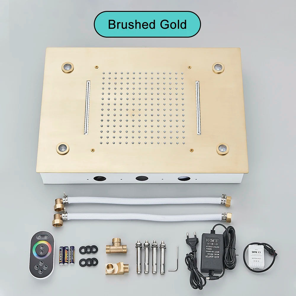 Black Ceiling Intelligent Remote Control LED Shower Head