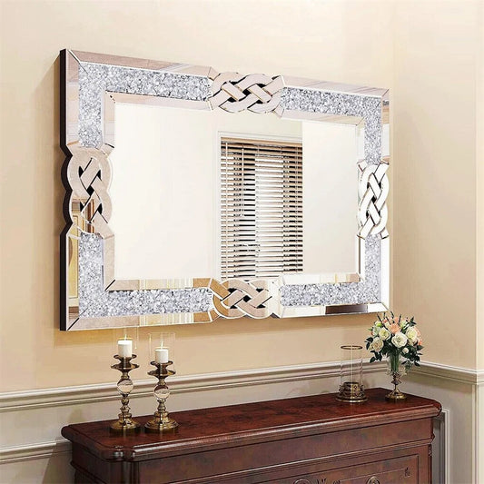 Large Crystal Crush Diamond Decorative Mirror for Dining Room