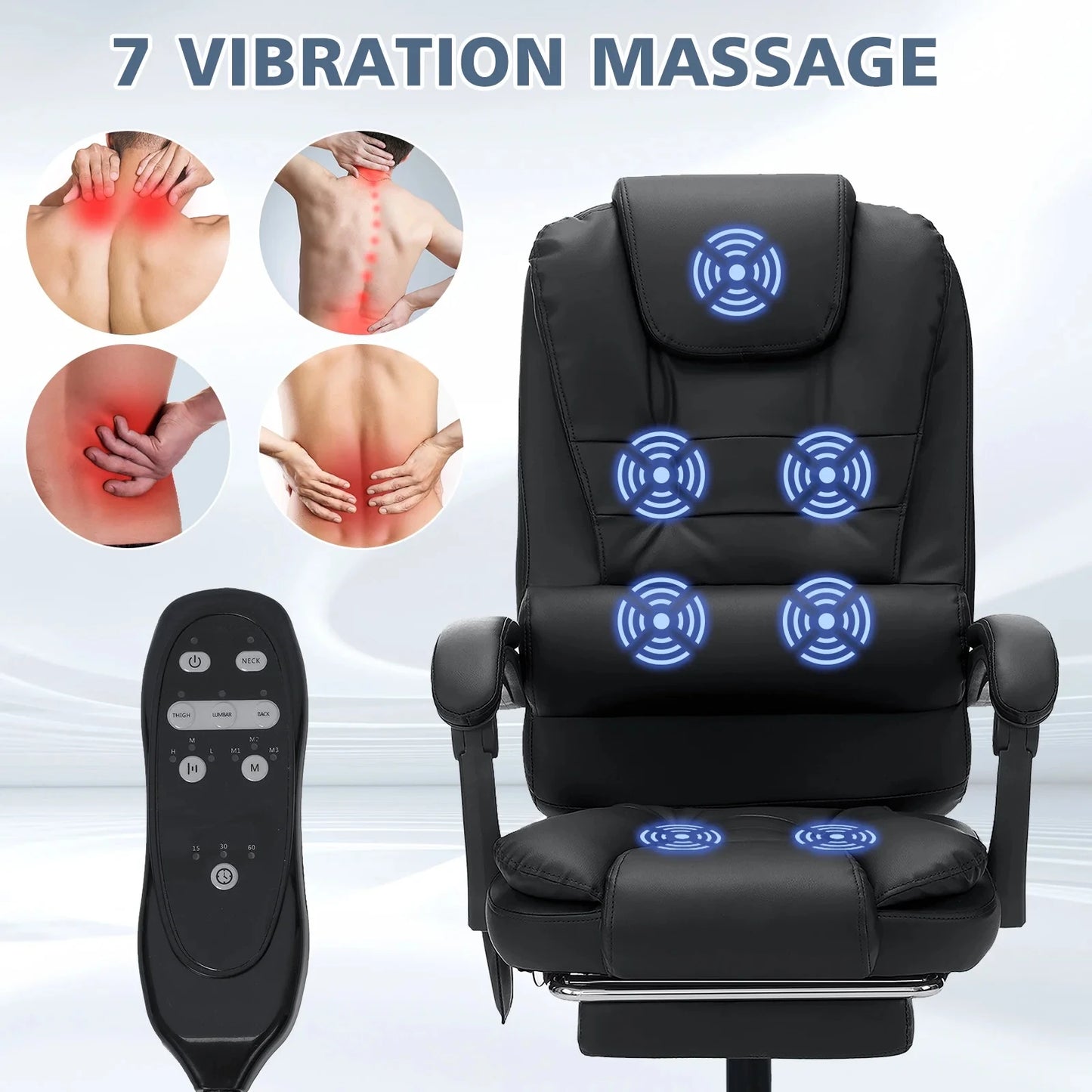 Executive Leather Massage Office Chair Massage w/Footrest