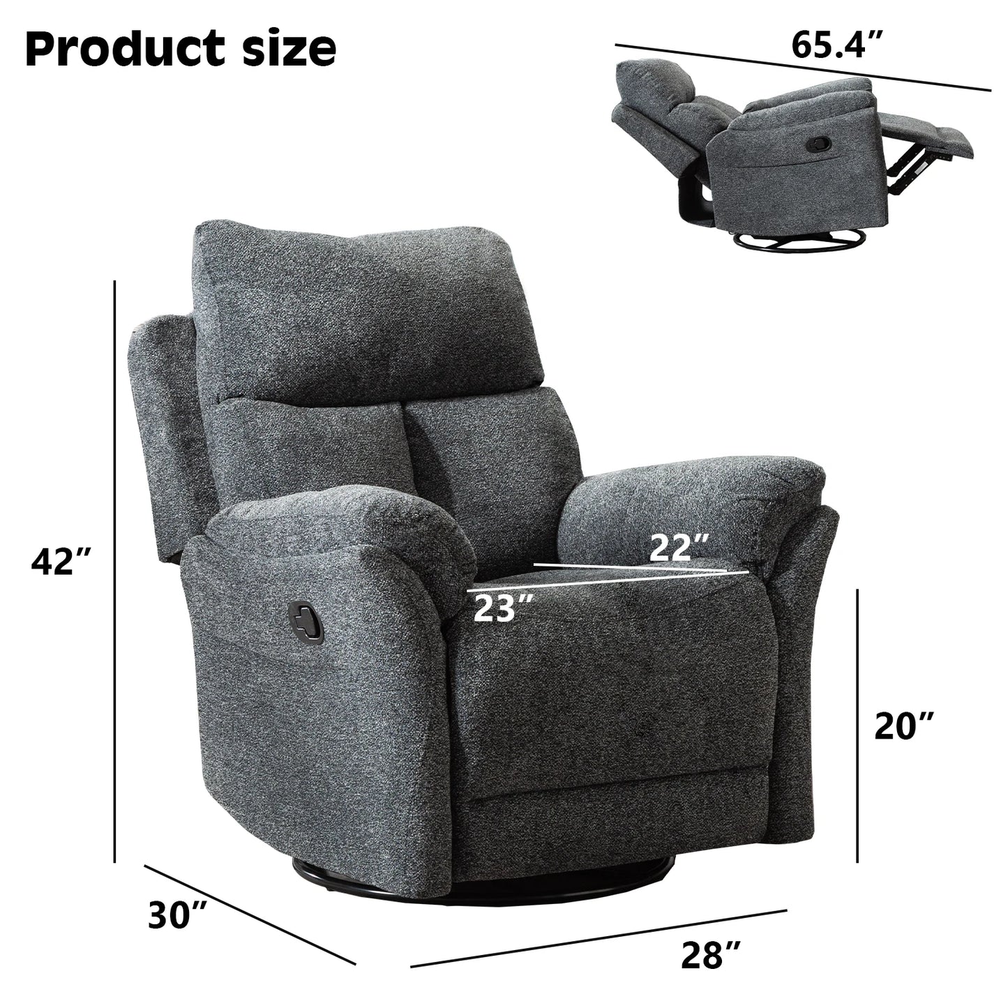 Overstuffed Breathable Reclining Chair Manual Sofa