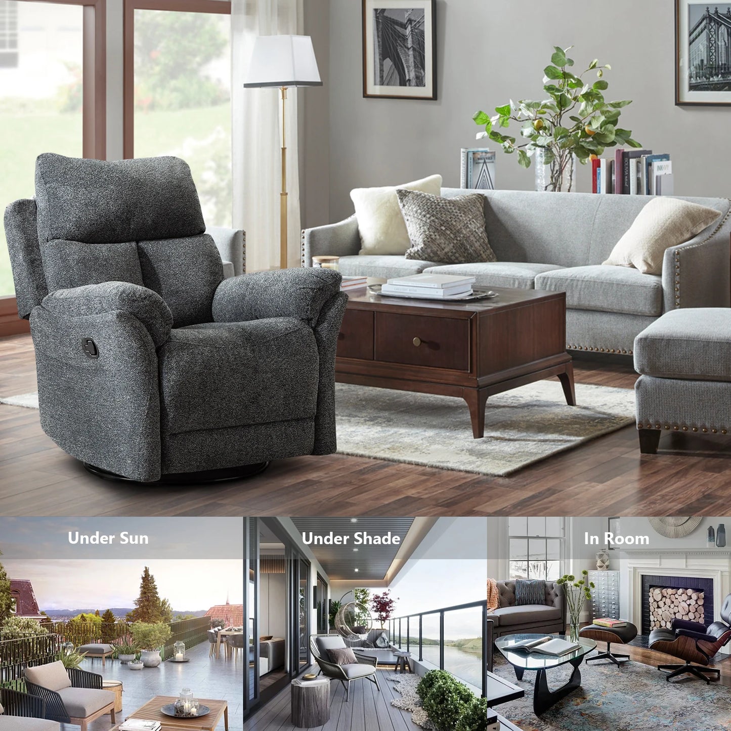 Overstuffed Breathable Reclining Chair Manual Sofa