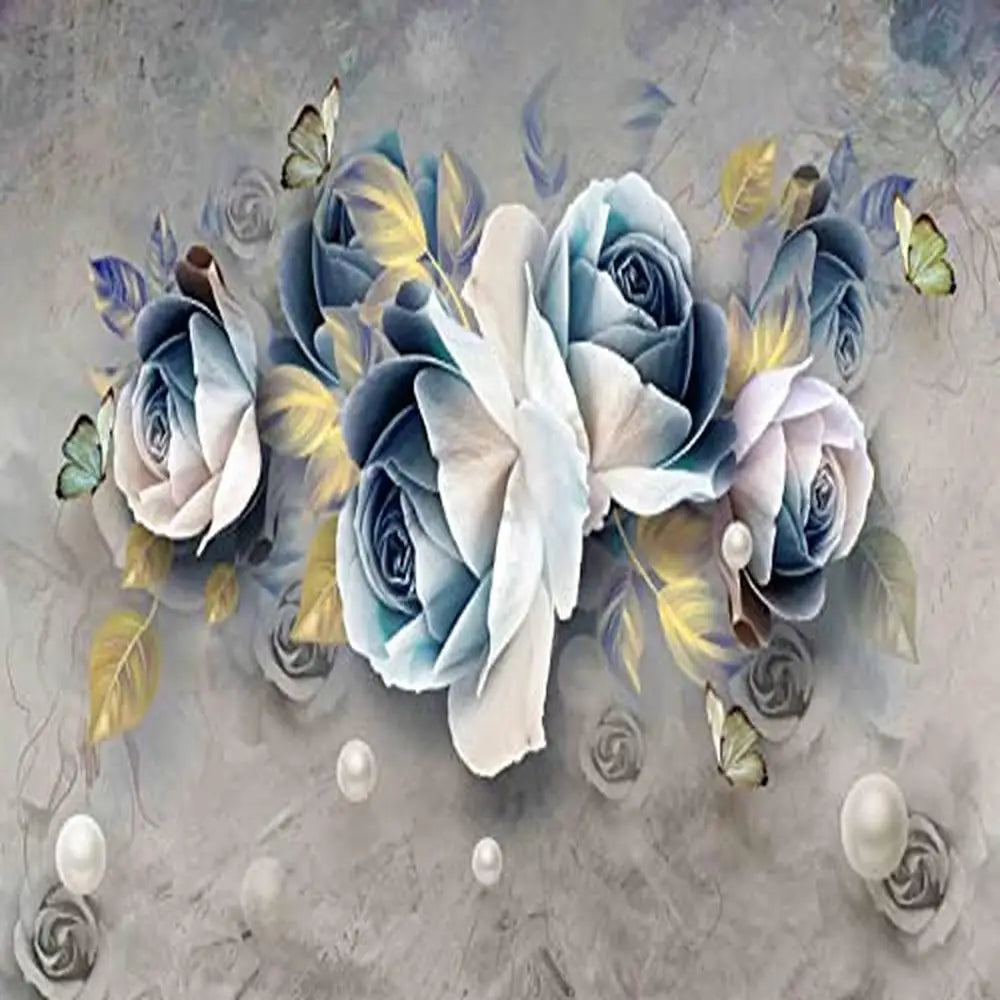 3D Embossed Hand Painted Watercolor Floral Wallpaper