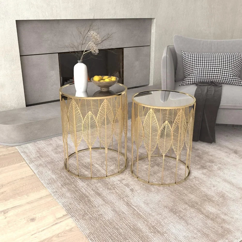 Gold Decorative Coffee/End Tables/Nightstands Set of 2