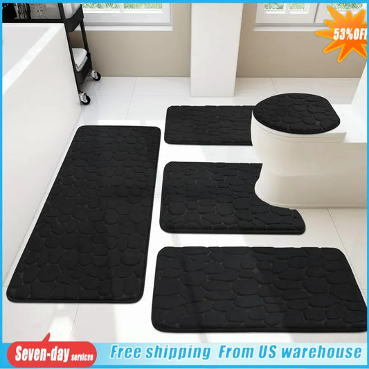 5-Piece Cobblestone Memory Foam Bathroom Mats