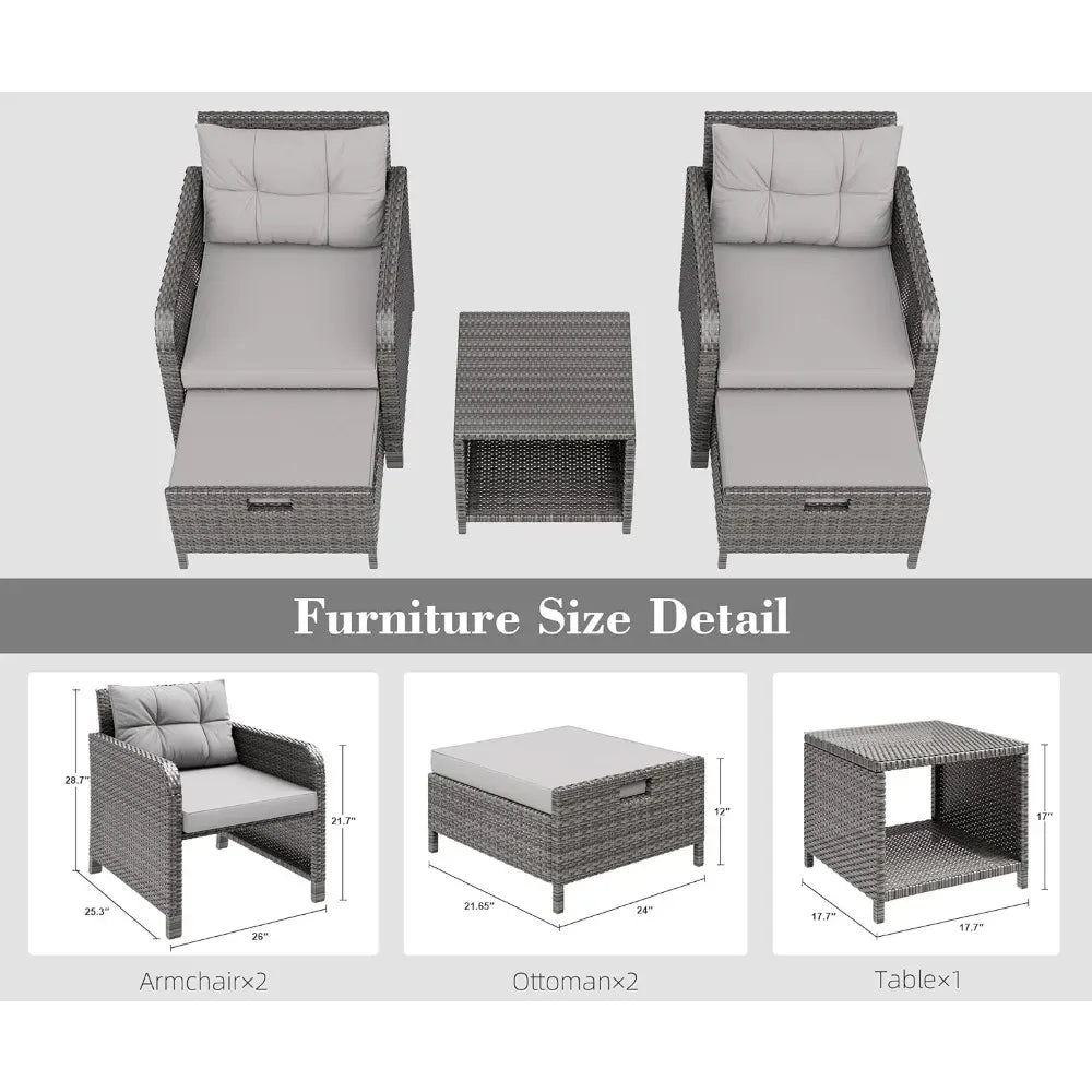 5-Piece Patio Conversation Garden Furniture Set