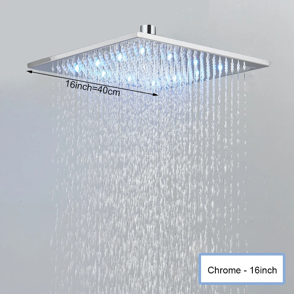 Black Ceiling Intelligent Remote Control LED Shower Head