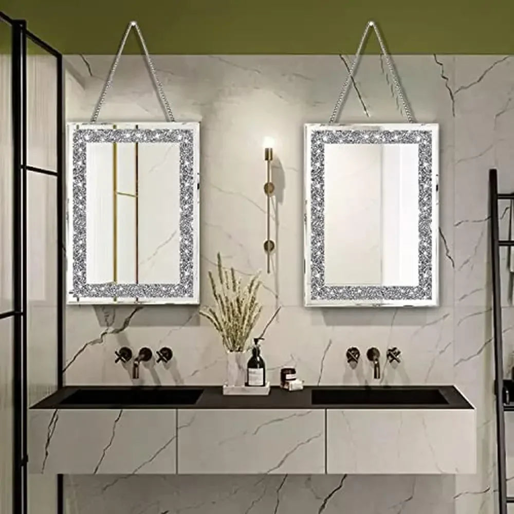 Silver Crush Crystal Diamond Decor Wall Mirrors