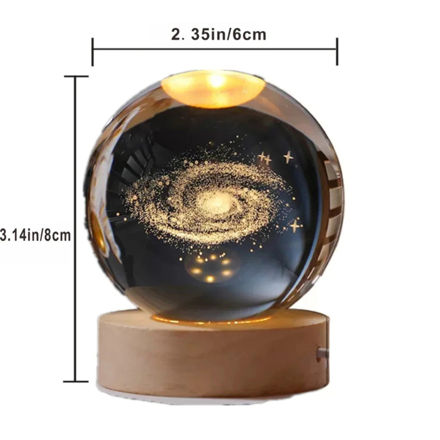 Beautiful 3D Crystal Ball Night Light w/Galactic System