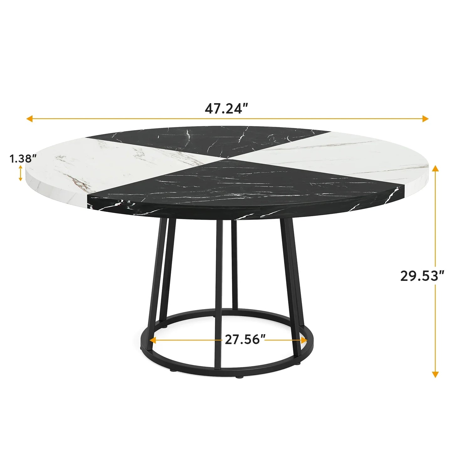 Large Dinner Table with Circle Metal Base