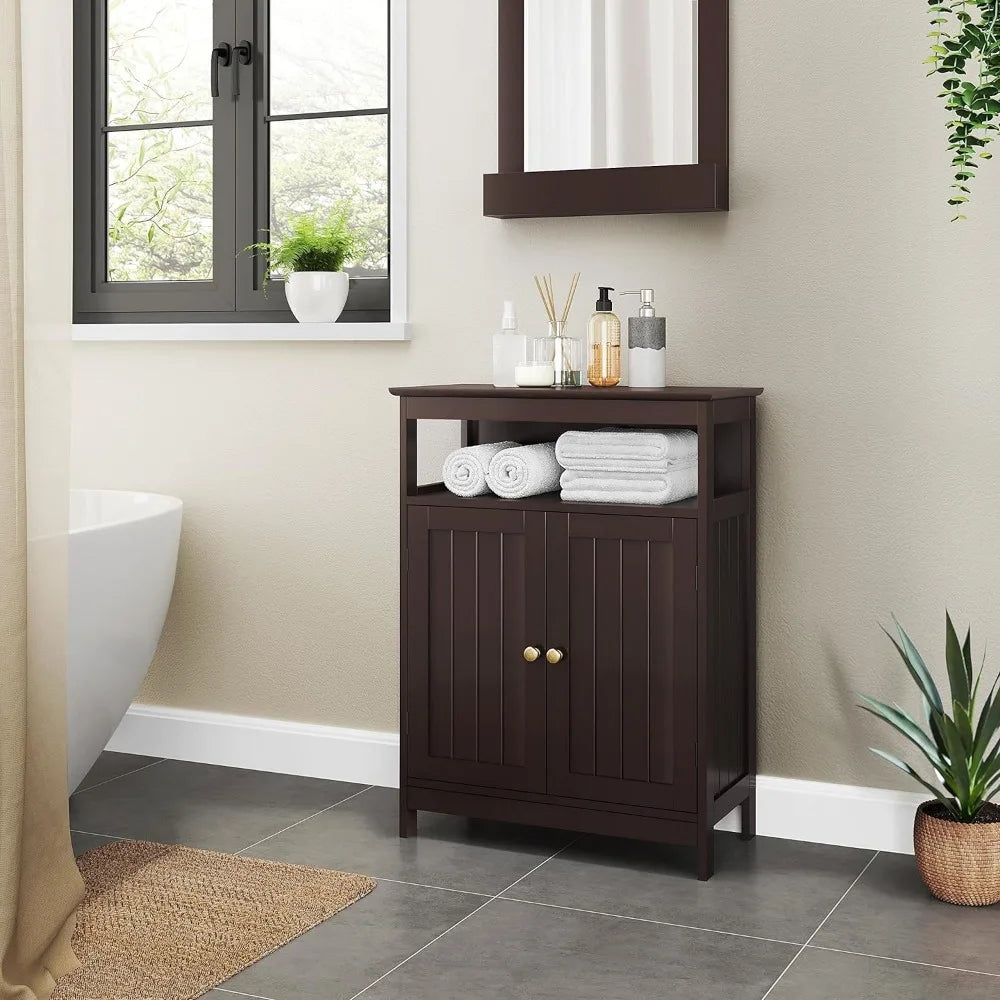 Bathroom Floor Storage Cabinet w/2 Doors/Adjustable Shelf