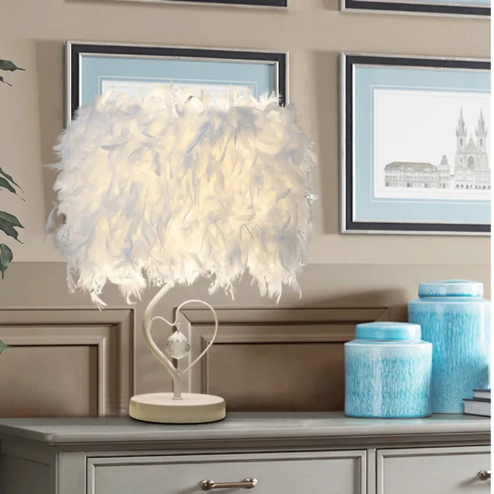 Ostrich Feather Floor/Table Lamps for Living Room Decor